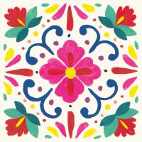 Floral Fiesta White Tile VII #41526
