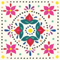 Floral Fiesta White Tile VIII #41527