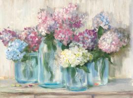 Hydrangeas in Glass Jar Pastel Crop #47952