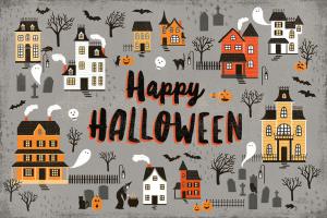Spooky Village I Gray #48104